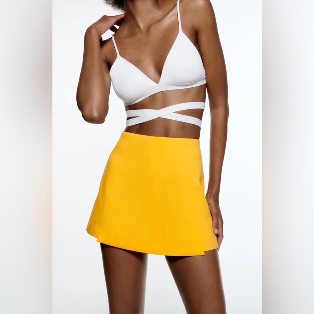 Zara Asymmetrical Skort in Orange - Picture 2 of 13